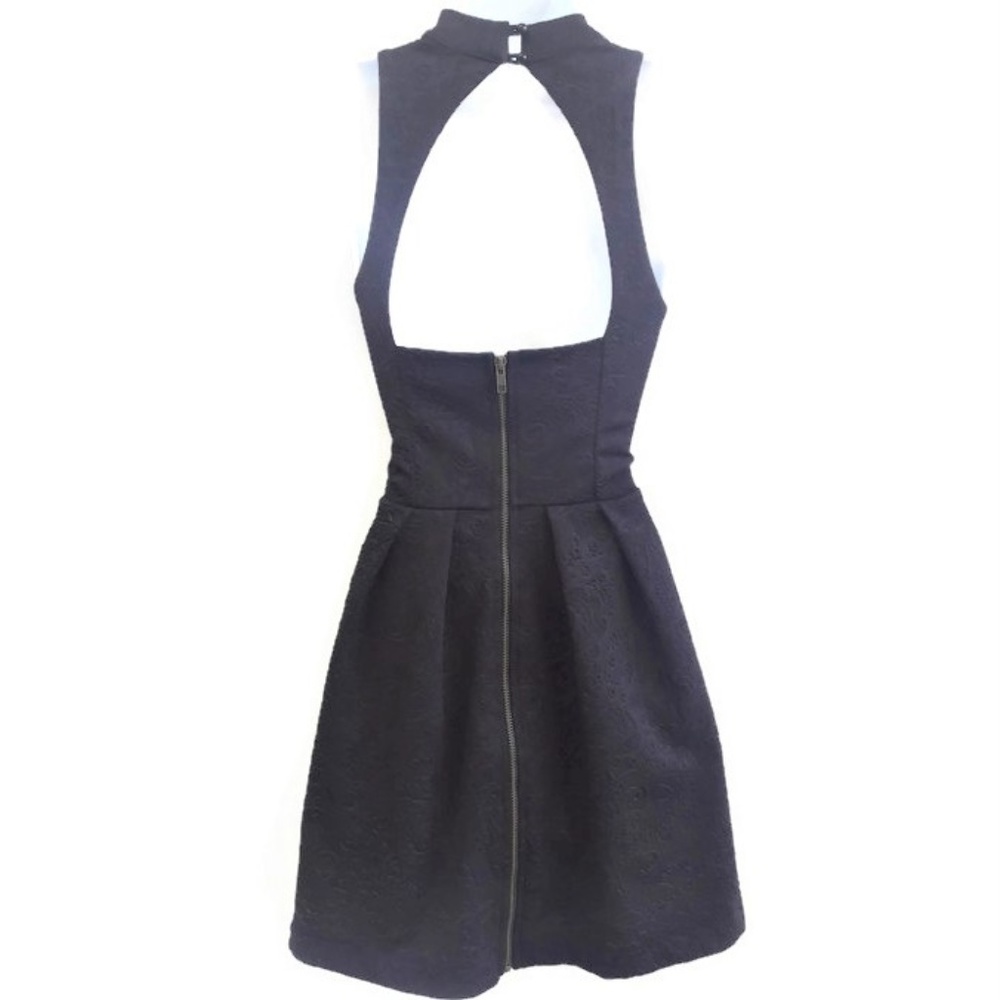 Silence Noise Dress Floral Embossed Backless Black Exposed Zipper Backless M
